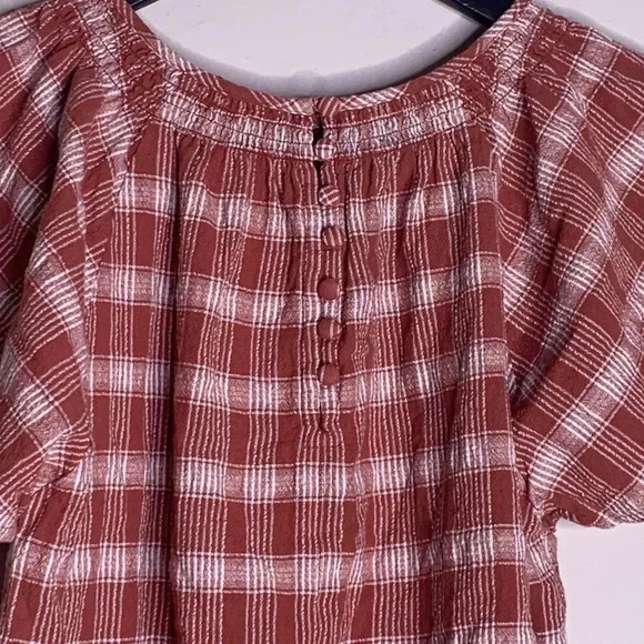 Madewell Plaid Gauze Flutter-Sleeve Top Size Small - Picture 8 of 8